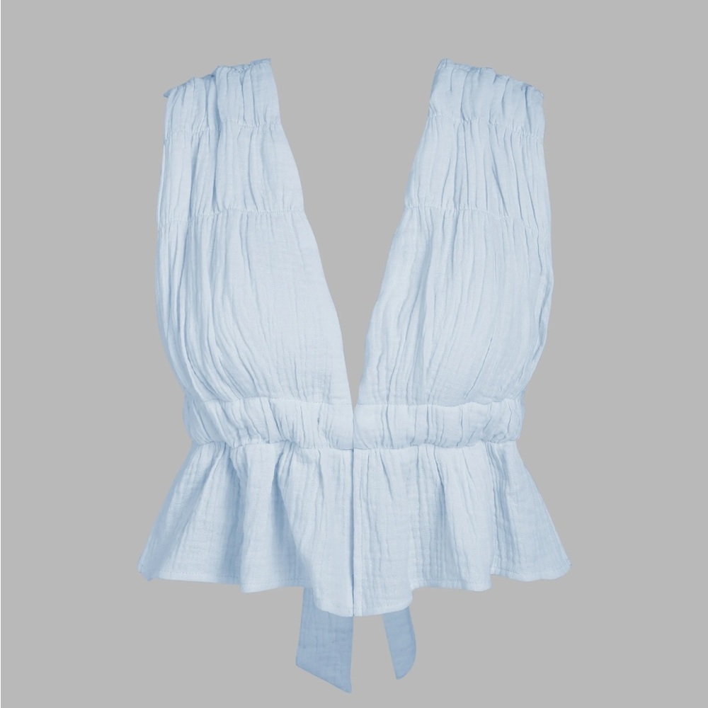 Solid V-neck Crop Cami Top in Powder Blue
